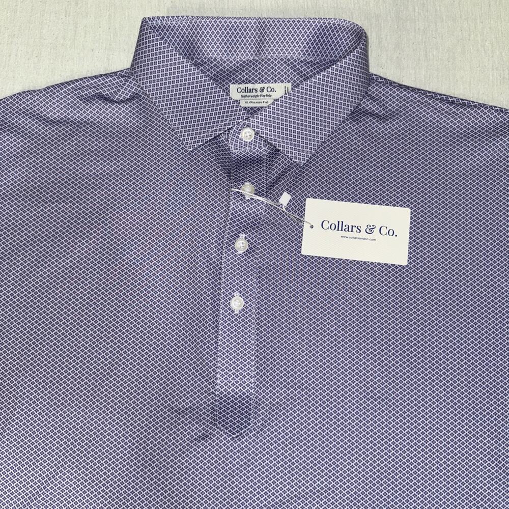 Collars & Co Polo Purple Geometric AOP X-Large Relaxed Featherweight Flex NWT